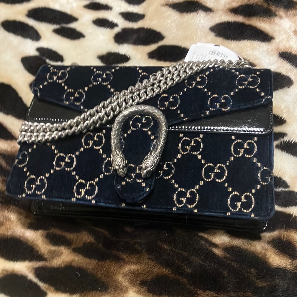 Authentic Gucci navy velvet bag